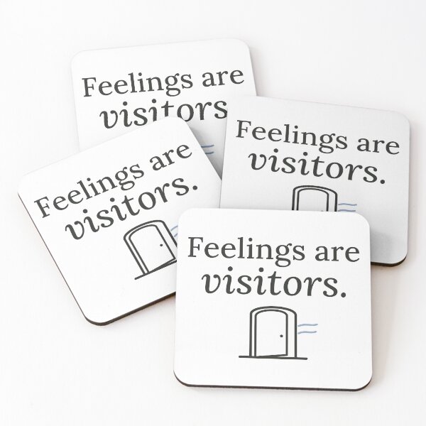 Item preview, Feelings Are Visitors Open Door Mindfulness Typography designed and sold by QuietColumn.