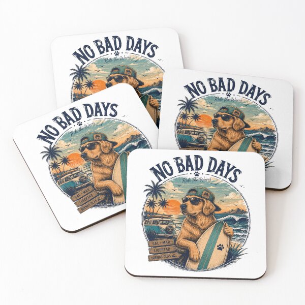 Item preview, Vintage Surfer Golden Retriever – No Bad Days | Retro T-Shirt for Surf, Beach, and Dog Lovers designed and sold by victorstudioart.