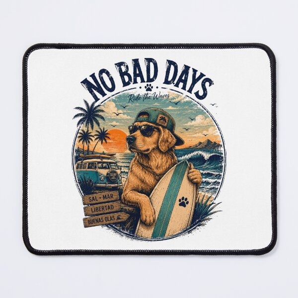 Item preview, Vintage Surfer Golden Retriever – No Bad Days | Retro T-Shirt for Surf, Beach, and Dog Lovers designed and sold by victorstudioart.