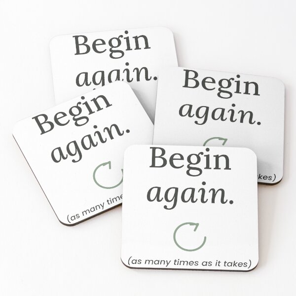 Item preview, Begin Again As Many Times As It Takes Fresh Start Typography designed and sold by QuietColumn.