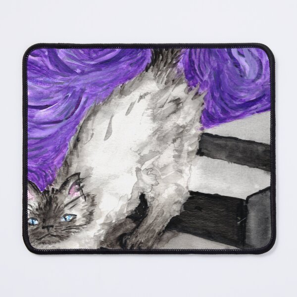 Item preview, Burmese cat on the stairs purple fun designed and sold by InitiallyNO.