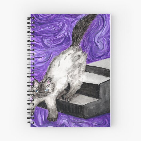 Item preview, Burmese cat on the stairs purple fun designed and sold by InitiallyNO.