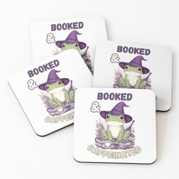 Item preview, Booked And Caffeinated Witch Frog Reading Coffee Book Lover Shirt designed and sold by BellabdO.