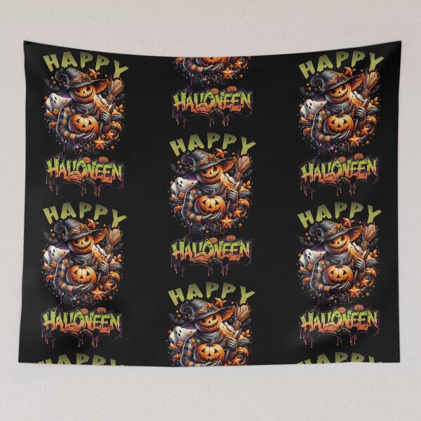 Item preview, Happy Halloween Evil Scarecrow Pumpkin Spooky Graphic Tee designed and sold by R&BApparel.