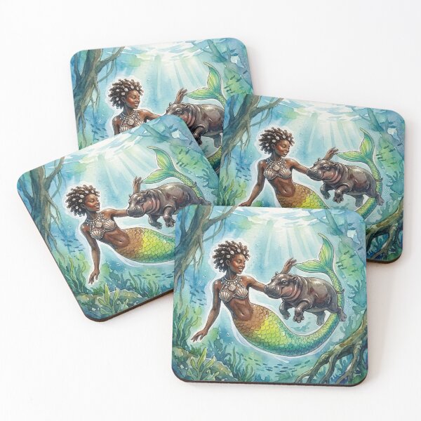 Item preview, Mermaid Swimming with a Pygmy Hippo designed and sold by Bellewood222.