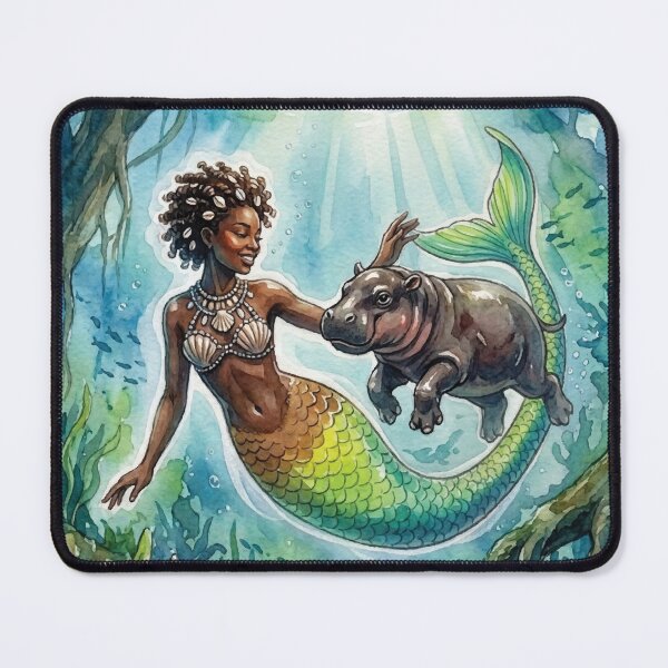 Item preview, Mermaid Swimming with a Pygmy Hippo designed and sold by Bellewood222.