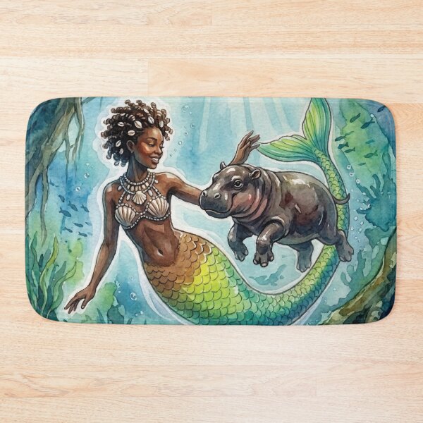 Item preview, Mermaid Swimming with a Pygmy Hippo designed and sold by Bellewood222.