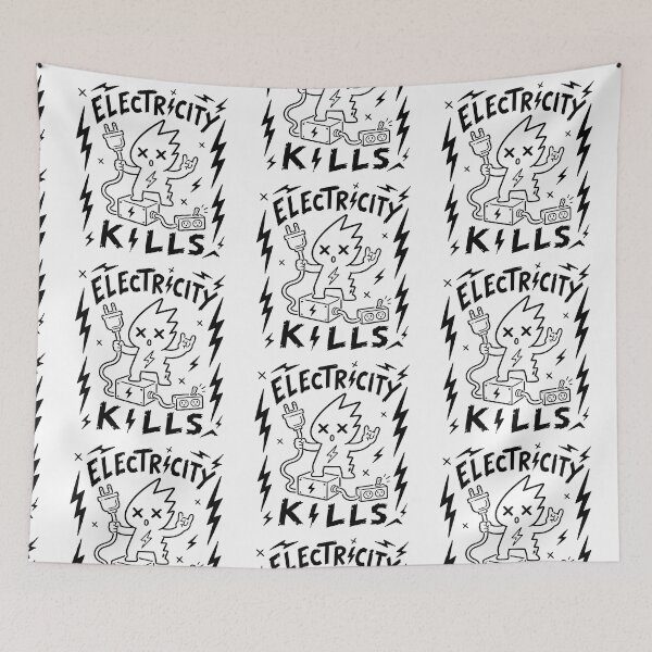 Item preview, Electricity Kills Cute Lightning Mascot Hand Drawn Doodle Sticker designed and sold by Abidel.
