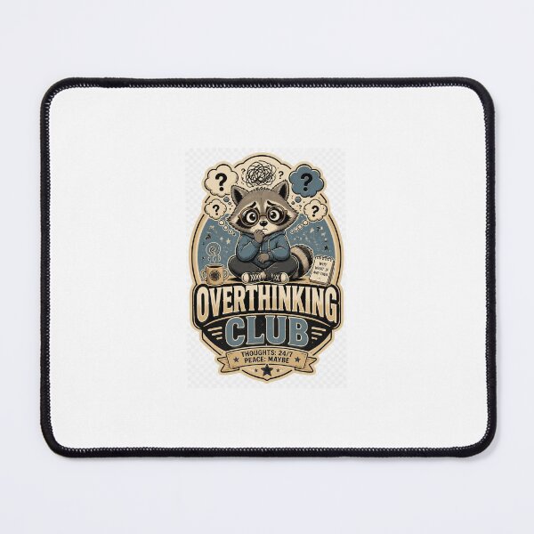 Item preview, Overthinking Club Raccoon | Funny Cute Overthinker Animal Meme Sticker & T-Shirt designed and sold by Pixel Alchemy1.