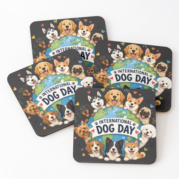 Item preview, International Dog Day Around the World | Cute Dogs Globe Illustration | Dog Lover Sticker designed and sold by GRYFFWEAR.