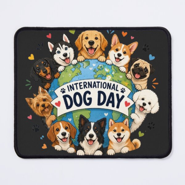 Item preview, International Dog Day Around the World | Cute Dogs Globe Illustration | Dog Lover Sticker designed and sold by GRYFFWEAR.