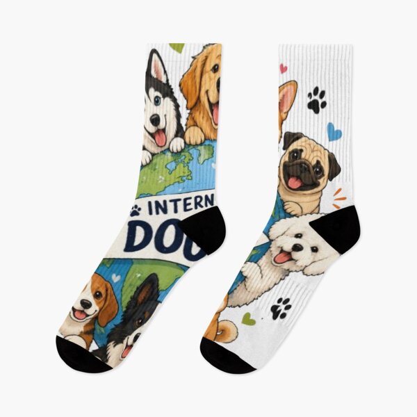 Item preview, International Dog Day Around the World | Cute Dogs Globe Illustration | Dog Lover Sticker designed and sold by GRYFFWEAR.