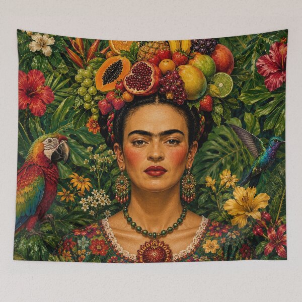 Item preview, Frida Kahlo Tropical Fruit Crown with Macaw & Hummingbird designed and sold by Muycote.