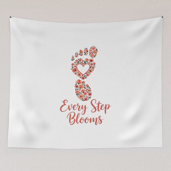 Item preview, Every Step Blooms – Floral Footprint Heart Design designed and sold by Dzblack.