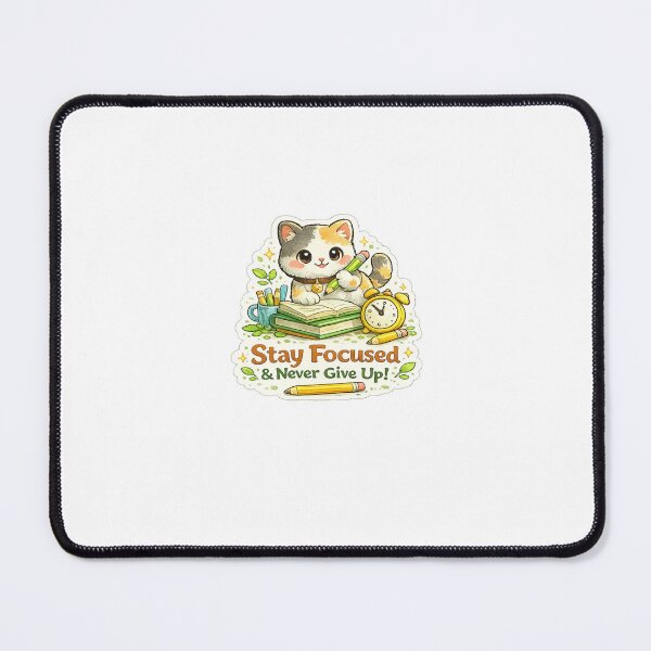 Item preview, Stay Focused & Never Give Up Sticker | Cute Study Cat Sticker | Student Motivation | Kawaii Laptop Decal | Back to School Gift designed and sold by Ishratparween11.