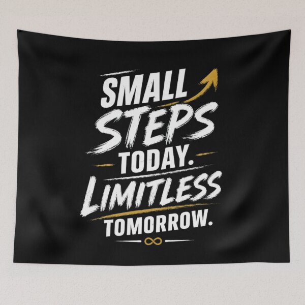 Item preview, Small Steps Today Limitless Tomorrow | Motivational Typography Design designed and sold by v6ziix.