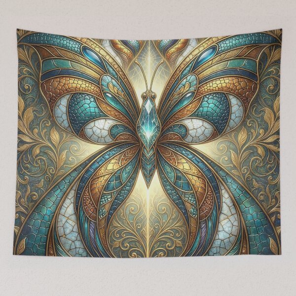Item preview, Jeweled Butterfly Against Golden Flora designed and sold by Frackxion.