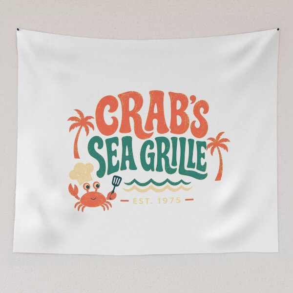 Item preview, Crab's Grille 1975 Cartoon Crab Chef Beach designed and sold by chattsuede.
