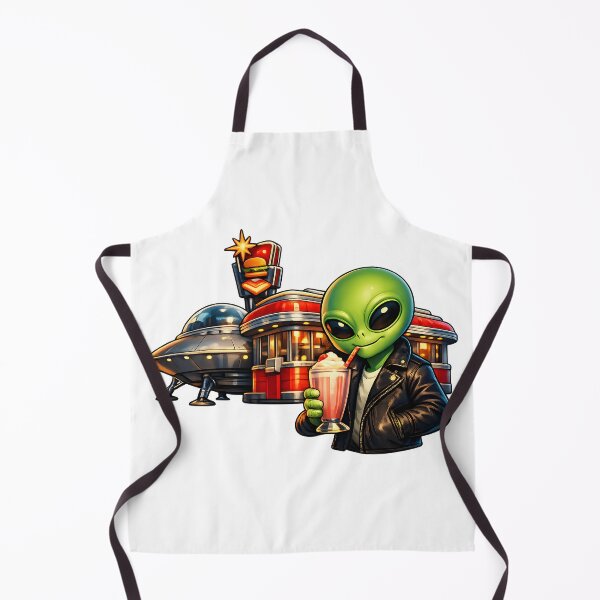 Item preview, Retro Sci-Fi Alien Enjoying a Milkshake at a 1950s Diner designed and sold by builtforyou.