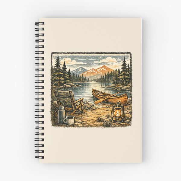 Item preview, Vintage Lakeside Camping Canoe Adventure designed and sold by Myra365Art.