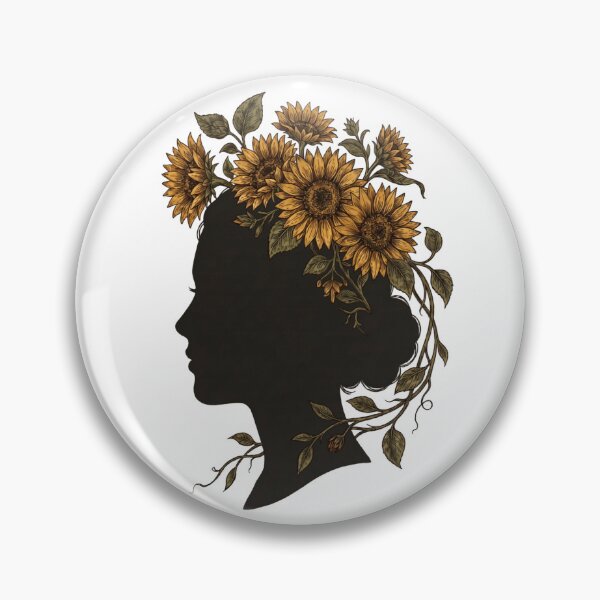 Item preview, Sunflower Crown Woman Silhouette Vintage Botanical Art designed and sold by laughingshirts.