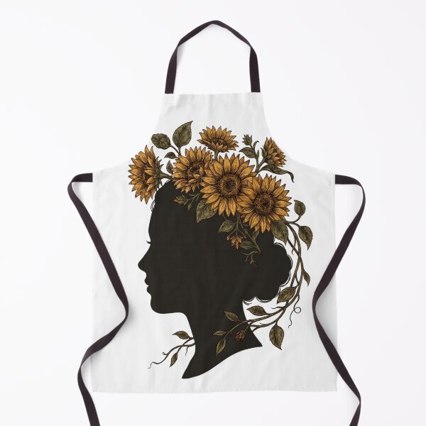 Item preview, Sunflower Crown Woman Silhouette Vintage Botanical Art designed and sold by laughingshirts.