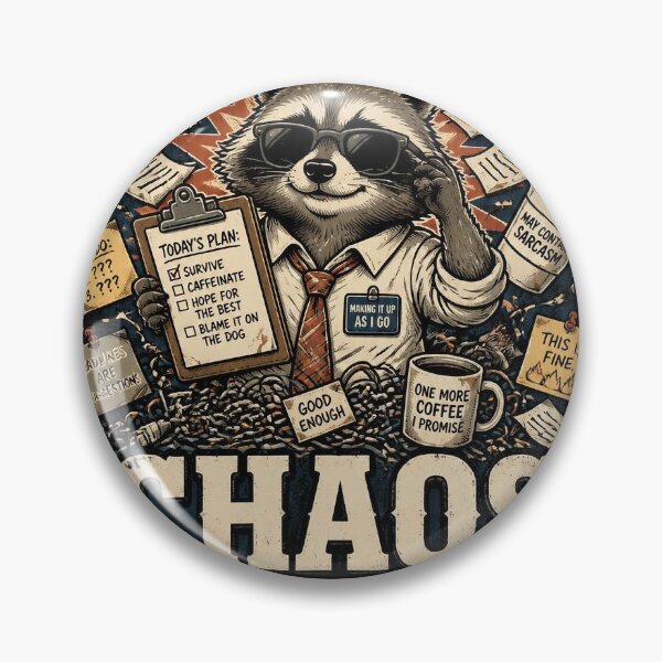 Item preview, Chaos Coordinator Raccoon | Funny Chaotic Raccoon Animal Meme Sticker & T-Shirt designed and sold by Pixel Alchemy1.