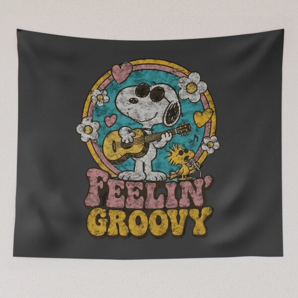 Item preview, Peanuts Feelin' Groovy Retro Snoopy Guiter And Woodstock Singer  designed and sold by artizallart.