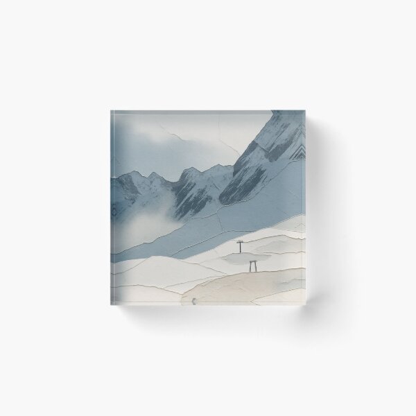 Item preview, Ski Lift Towers on Snowy Mountain Resort Slope Illustration designed and sold by BlueBerry45.