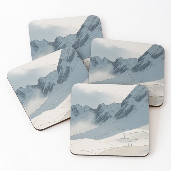 Item preview, Ski Lift Towers on Snowy Mountain Resort Slope Illustration designed and sold by BlueBerry45.