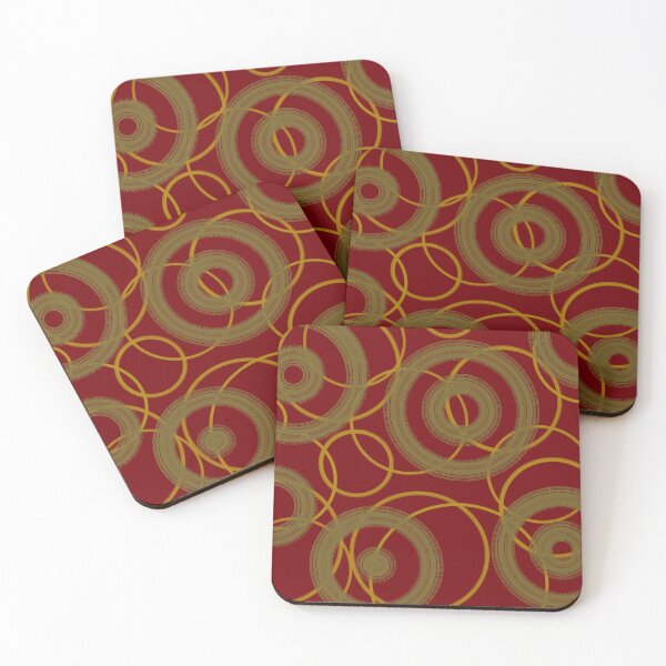 Item preview, Abstract red and gold retro circle pattern designed and sold by Blooom313.