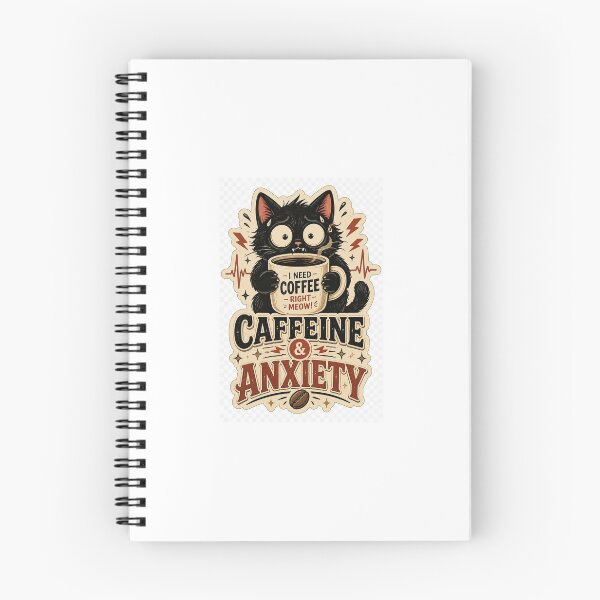 Item preview, Caffeine & Anxiety Cat | Funny Coffee Cat & Relatable Overthinking Sticker & T-Shirt designed and sold by Pixel Alchemy1.
