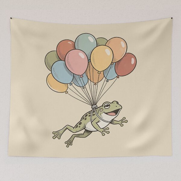Item preview, Flying frog with balloon designed and sold by teenlabel.