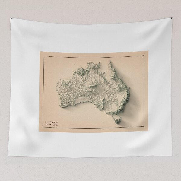 Item preview, Australia Shaded Relief Map 3D digitally rendered designed and sold by ThinkAboutMaps.