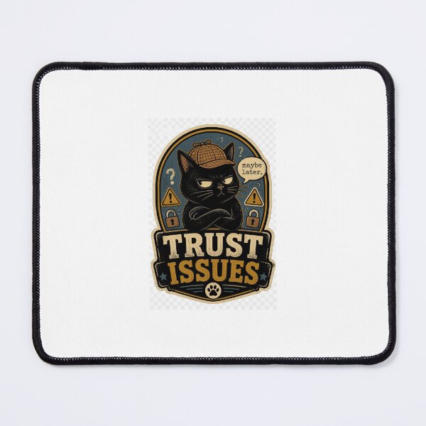Item preview, Trust Issues Black Cat | Funny Suspicious Cat Meme & Sarcastic Quote Sticker & T-Shirt designed and sold by Pixel Alchemy1.