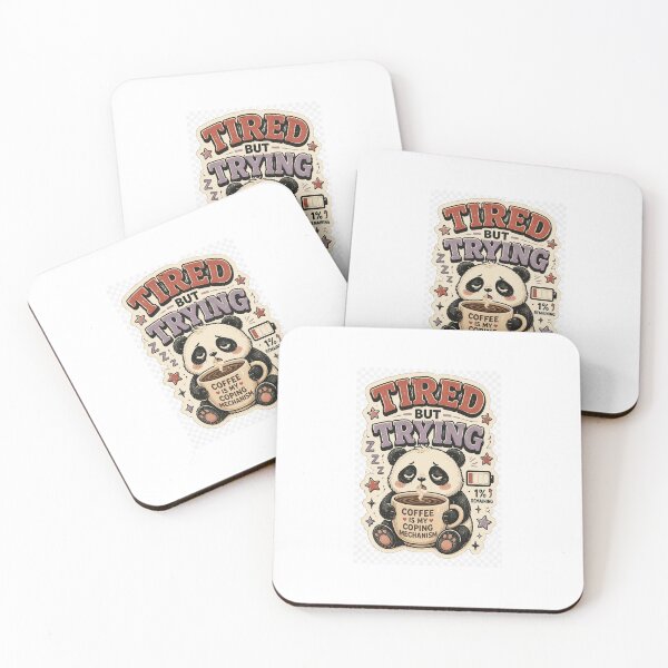 Item preview, Tired But Trying Panda | Cute Funny Panda Meme & Relatable Quote Sticker & T-Shirt designed and sold by Pixel Alchemy1.