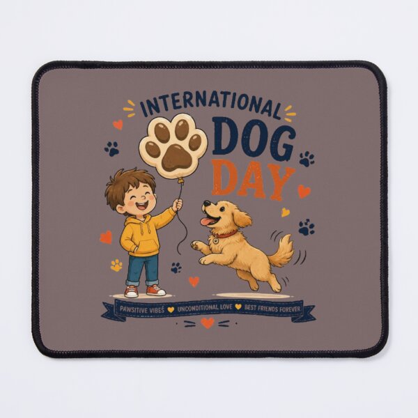 Item preview, International Dog Day Paw Balloon | Boy and Golden Retriever | Cute Dog Lover Design designed and sold by GRYFFWEAR.