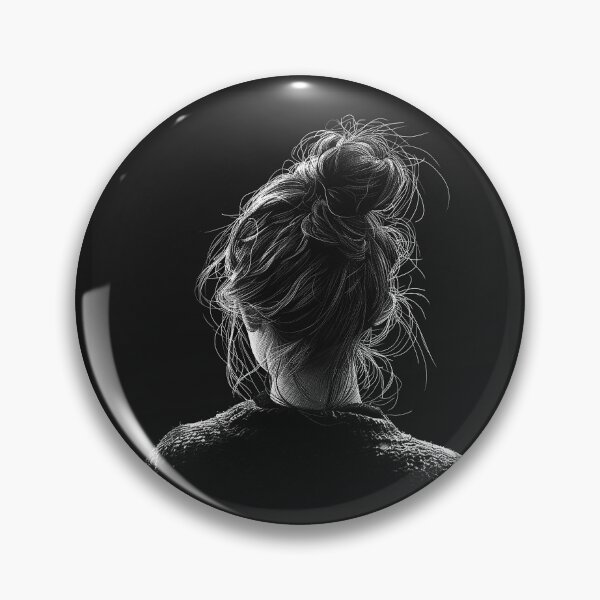 Item preview, Messy Bun Woman Back View Monochrome Hair Portrait designed and sold by inkoutninja.