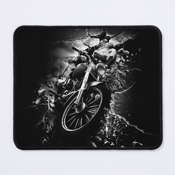 Item preview, Motorcycle Breaking Through Wall Monochrome Biker Action Art designed and sold by inkoutninja.