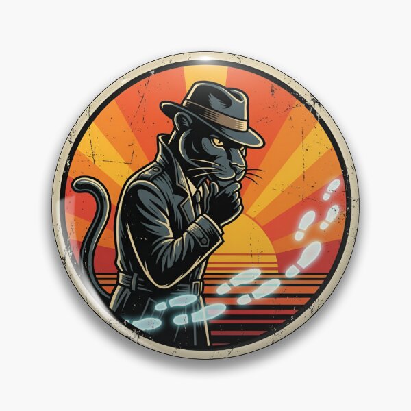Item preview, Retro Noir Detective Panther Vintage Badge designed and sold by DuckOddity.