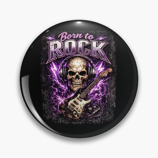 Item preview, Born to Rock Skull with Electric Guitar Vintage Heavy Metal Music T-Shirt Design designed and sold by OpatLima.