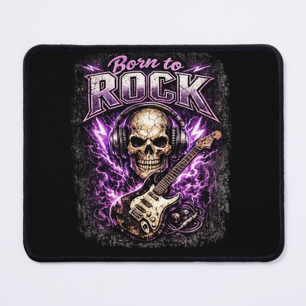 Item preview, Born to Rock Skull with Electric Guitar Vintage Heavy Metal Music T-Shirt Design designed and sold by OpatLima.