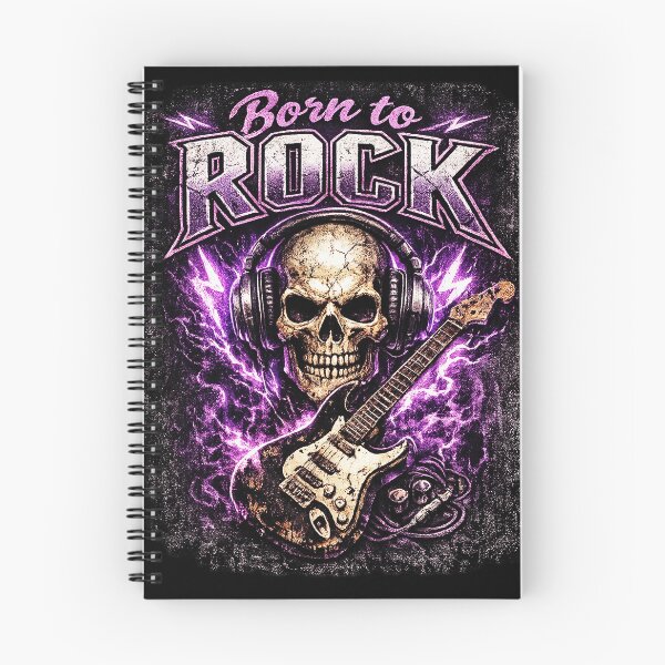 Item preview, Born to Rock Skull with Electric Guitar Vintage Heavy Metal Music T-Shirt Design designed and sold by OpatLima.