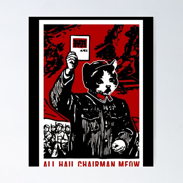 Item preview, Poster Cat Holding Red Book Above Marching designed and sold by HermanAA.