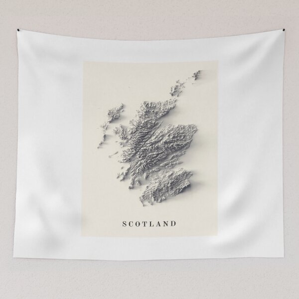 Item preview, Scotland Shaded Relief 3D Map digitally-rendered designed and sold by ThinkAboutMaps.