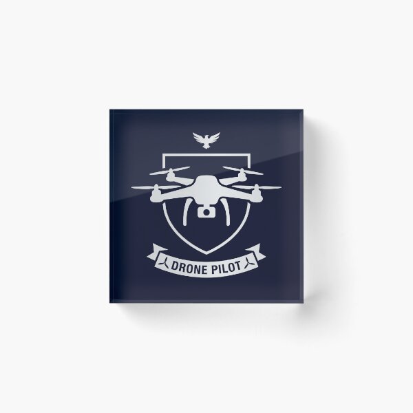Item preview, Drone Pilot Quadcopter Shield Crest Minimalist UAV Operator Badge designed and sold by KiwiRider.