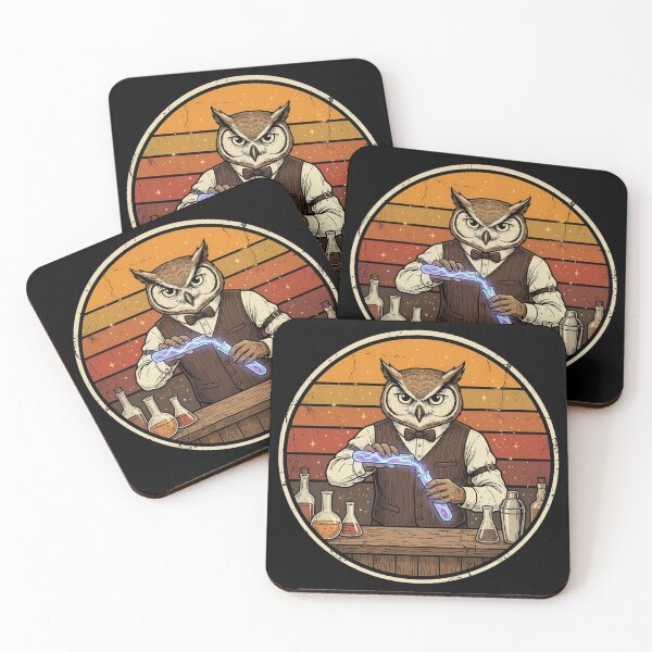 Item preview, Retro Speakeasy Bartender Owl Vintage Badge designed and sold by DuckOddity.