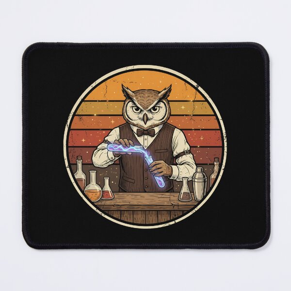Item preview, Retro Speakeasy Bartender Owl Vintage Badge designed and sold by DuckOddity.