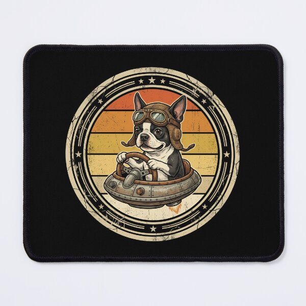 Item preview, Retro Hover Car Driver Boston Terrier Vintage Badge designed and sold by DuckOddity.