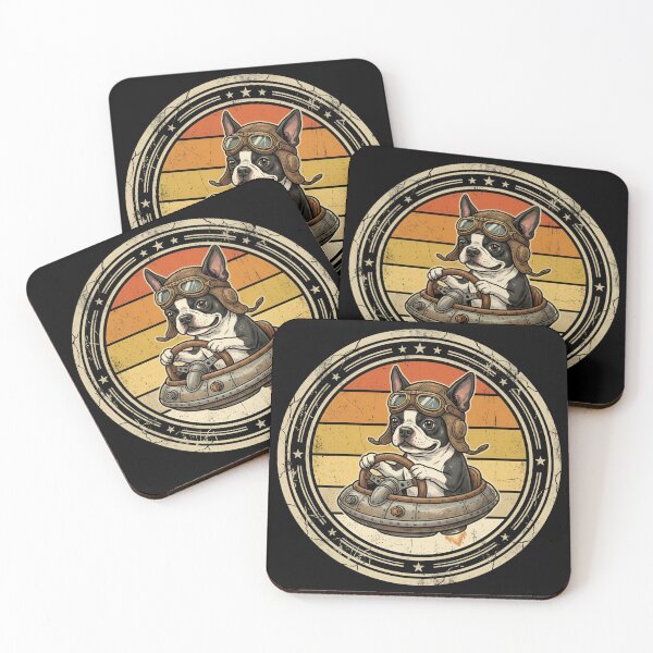 Item preview, Retro Hover Car Driver Boston Terrier Vintage Badge designed and sold by DuckOddity.